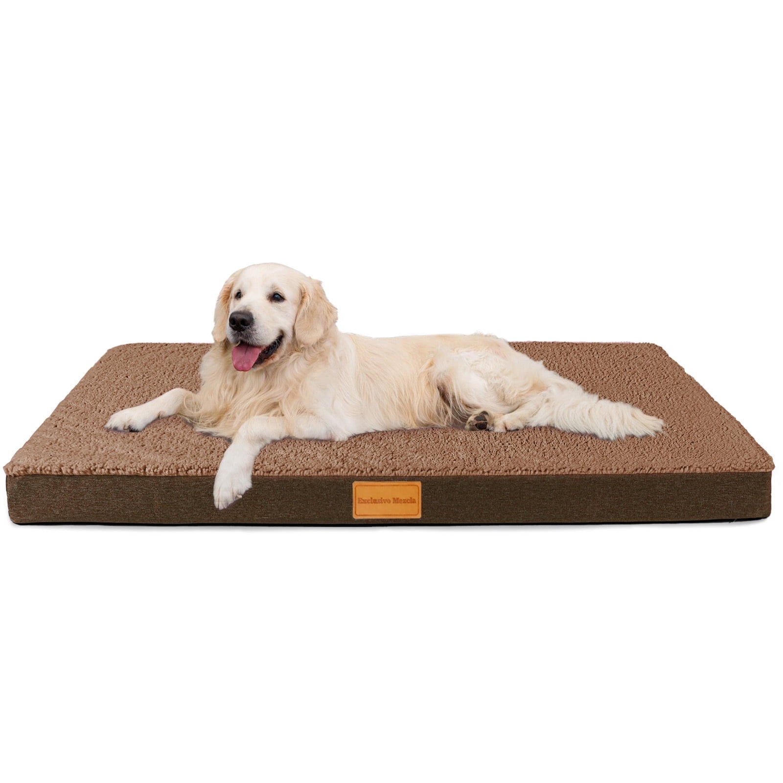 Exclusivo Mezcla Orthopedic Pet Bed for Extra Large Dogs, 56"X40" Brown Dog Beds, Removable Washable Cover