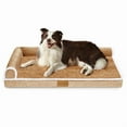 thumbnail image 1 of Exclusivo Mezcla Orthopedic Pet Bed for Large Dogs, 42"X28" Waterproof L Shaped Sofa Dog Bed, Brown, 1 of 9