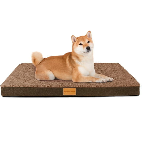 Exclusivo Mezcla Orthopedic Pet Bed for Medium Dogs, 30"X20" Brown Dog Beds, Removable Washable Cover