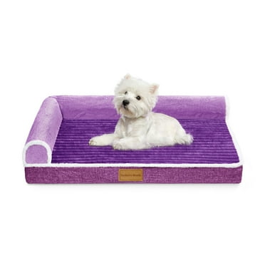 Exclusivo Mezcla Orthopedic Pet Bed for Medium Dogs, 30"X20" Waterproof L Shaped Sofa Sofa Dog Bed, Purple