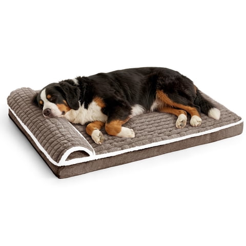 Exclusivo Mezcla Orthopedic Dog Bed with Head Pillow for Extra Large Dogs 56"x40", Removable and Machine-Washable Cover, Brown