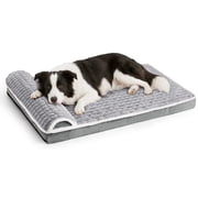 Exclusivo Mezcla Orthopedic Dog Bed with Head Pillow for Large Dogs 42"x28", Removable and Machine-Washable Cover, Grey