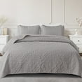 thumbnail image 1 of Exclusivo Mezcla Oversized King Quilt Bedding Set, Lightweight Vintage California Cal King Size Quilts with Pillow Shams, Soft Bedspreads Coverlets for All Seasons (112"x104", Light Grey), 1 of 8