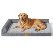 Exclusivo Mezcla L-Shaped Pet Couch Bed with Removable and Washable Cover, Orthopedic Dog Bed for Large Dogs with Non-Slip Bottom, 48"×30", Grey
