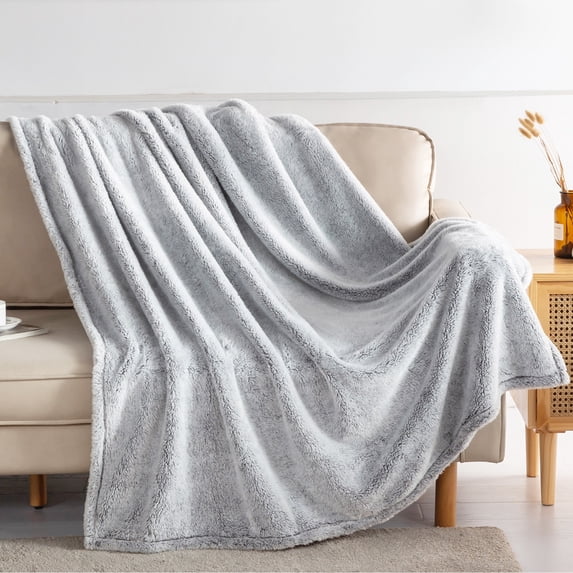 Exclusivo Mezcla Plush Extra Large Fleece Throw Blanket for Couch, Bed and Sofa (50x70 inches,Mixed Grey) Soft, Warm, Lightweight