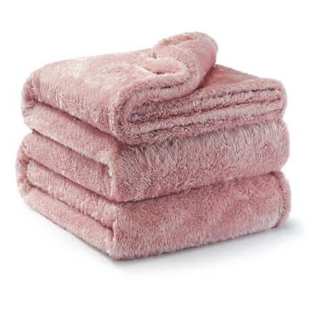 Exclusivo Mezcla Plush Fuzzy Fleece King Size Blanket, Super Soft Fluffy and Thick Blankets (Dusty Pink, 90"x104")