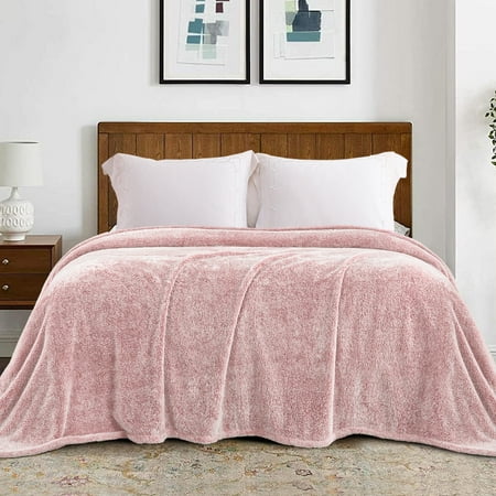 Exclusivo Mezcla Plush Fuzzy Fleece King Size Bed Blanket, Super Soft Fluffy and Thick Blankets for Travel Bed and Couch (Mixed Pink, 90x104 inches)