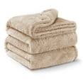 thumbnail image 1 of Exclusivo Mezcla Plush Fuzzy Fleece Queen Size Blanket, Super Soft Fluffy and Thick Blankets (Camel, 90"x90"), 1 of 7