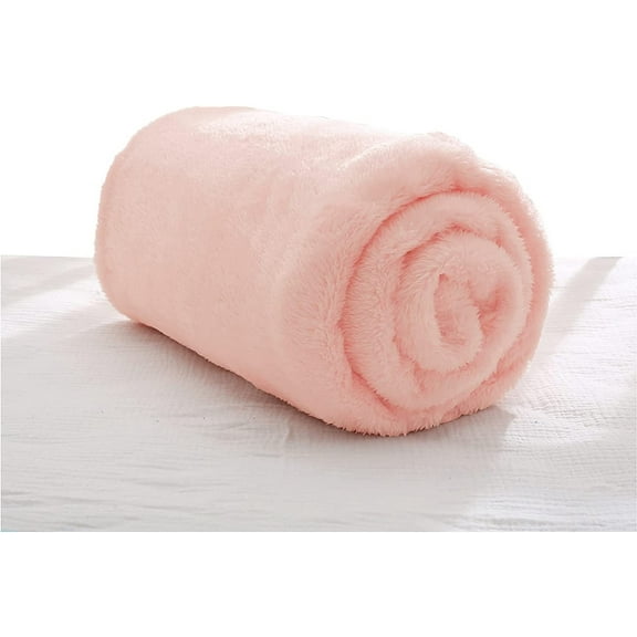 Exclusivo Mezcla Plush Fuzzy Fleece Throw Blanket (40" x 50", Light Pink)- Soft, Warm and Lightweight
