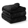 thumbnail image 1 of Exclusivo Mezcla Plush Fuzzy Fleece Twin Size Blanket, Super Soft Fluffy and Thick Blankets (Black, 90"x66"), 1 of 6