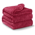 thumbnail image 1 of Exclusivo Mezcla Plush Fuzzy Fleece Twin Size Blanket, Super Soft Fluffy Blankets (Burgundy, 60"x80"), 1 of 6
