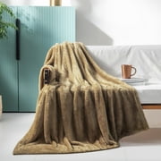Exclusivo Mezcla Plush Fuzzy Large Fleece Throw Blanket (50" x 70", Brown)- Soft, Warm and Lightweight