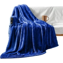 Exclusivo Mezcla Plush Fuzzy Large Fleece Throw Blanket ( 50" x 70", Cobalt Blue)- Soft, Warm& Lightweight