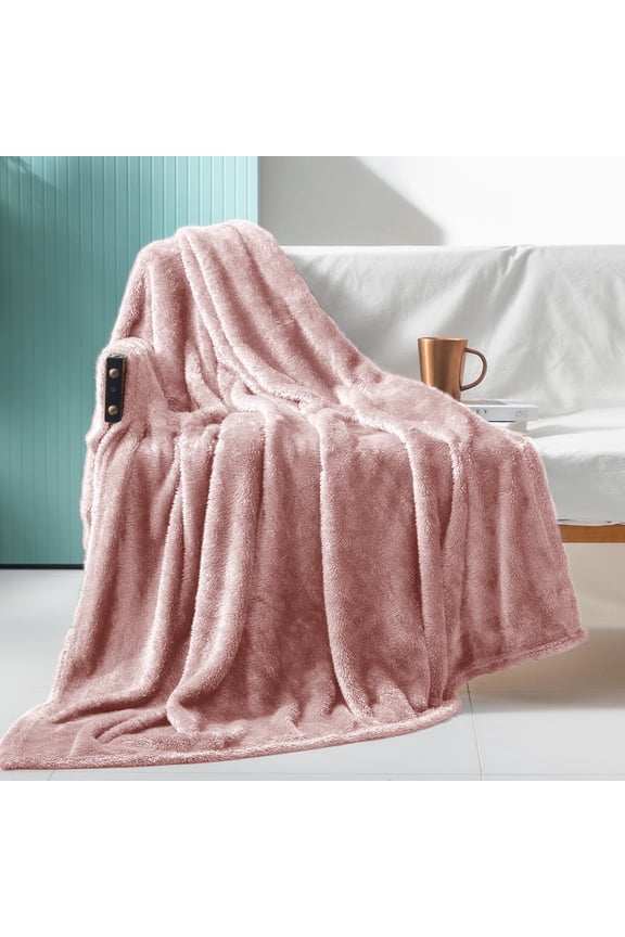 Plush Fuzzy Large Fleece Throw Blanket (50" x 70", Dusty Pink)- Soft, Warm and Lightweight