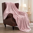 thumbnail image 1 of Exclusivo Mezcla Plush Fuzzy Large Fleece Throw Blanket (50" x 70", Mixed Dusty Pink)- Soft, Warm and Lightweight, 1 of 8