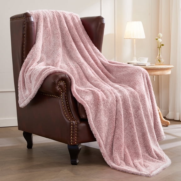 Exclusivo Mezcla Plush Fuzzy Large Fleece Throw Blanket (50" x 70", Mixed Dusty Pink)- Soft, Warm and Lightweight