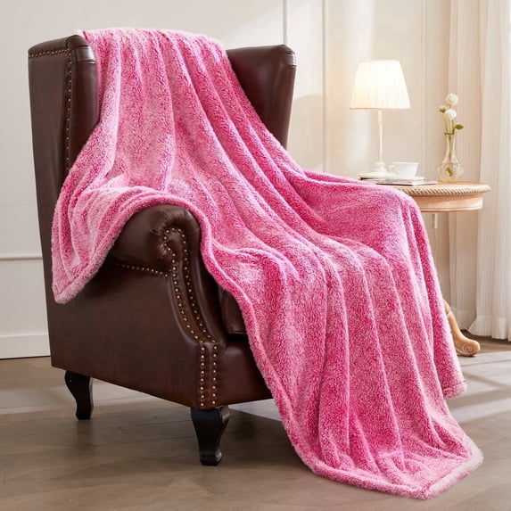 Exclusivo Mezcla Plush Fuzzy Large Fleece Throw Blanket (50" x 70", Mixed Hot Pink)- Soft, Warm and Lightweight