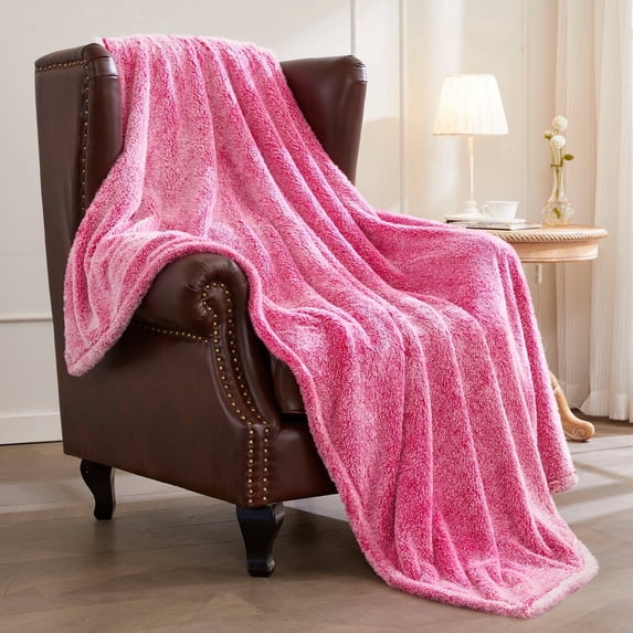 Exclusivo Mezcla Plush Fuzzy Large Fleece Throw Blanket (50" x 70", Mixed Hot Pink)- Soft, Warm and Lightweight