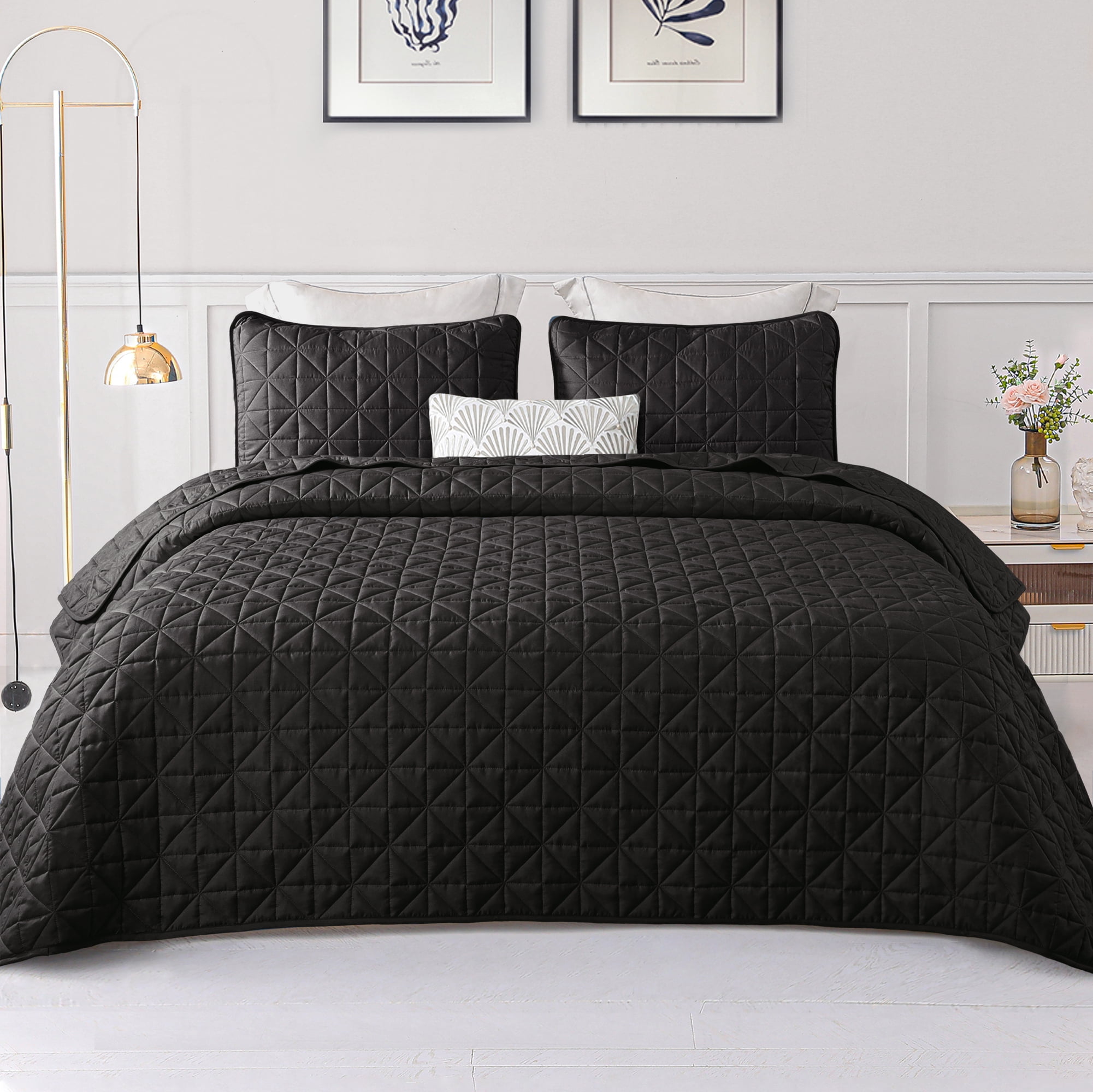 4-Piece Bed Set,Black Silk Duvet Cover 220x240 Pillowcase 3pcs 200x200  Quilt Cover Bed Cover 150x200 Queen King Size Bedding Set Bed  sheet-c-12_Queen