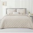 thumbnail image 1 of Exclusivo Mezcla Queen Quilt Bedding Set, Lightweight Soft Brich Beige Queen Bedspreads Coverlets with Geometric Stitched Pattern, 1 of 8