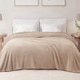 thumbnail image 1 of Exclusivo Mezcla Queen Size Flannel Fleece Blanket, Super Soft Velvet Plush Bed Blanket, 90x90 Inches, Beige, 1 of 7