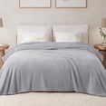 thumbnail image 1 of Exclusivo Mezcla Queen Size Flannel Fleece Blanket, Super Soft Velvet Plush Bed Blanket, 90x90 Inches, Light Grey, 1 of 7