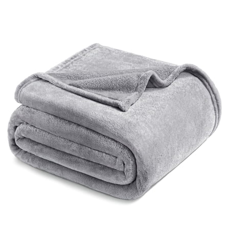 Exclusivo Mezcla Queen Size Flannel Fleece Velvet Plush Bed Blanket as Bedspread, Coverlet, Bed Cover (90"x90", Light Gray)