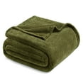 thumbnail image 1 of Exclusivo Mezcla Queen Size Flannel Fleece Velvet Plush Bed Blanket as Bedspread, Coverlet, Bed Cover (90"x90", Olive Green), 1 of 10