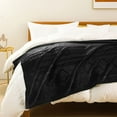 thumbnail image 1 of Exclusivo Mezcla Queen Size Soft Bed Blanket, Warm Fuzzy Luxury Bed Blankets, Decorative Geometry Pattern Plush Throw Blanket for Bed, 90"x90", Black, 1 of 7
