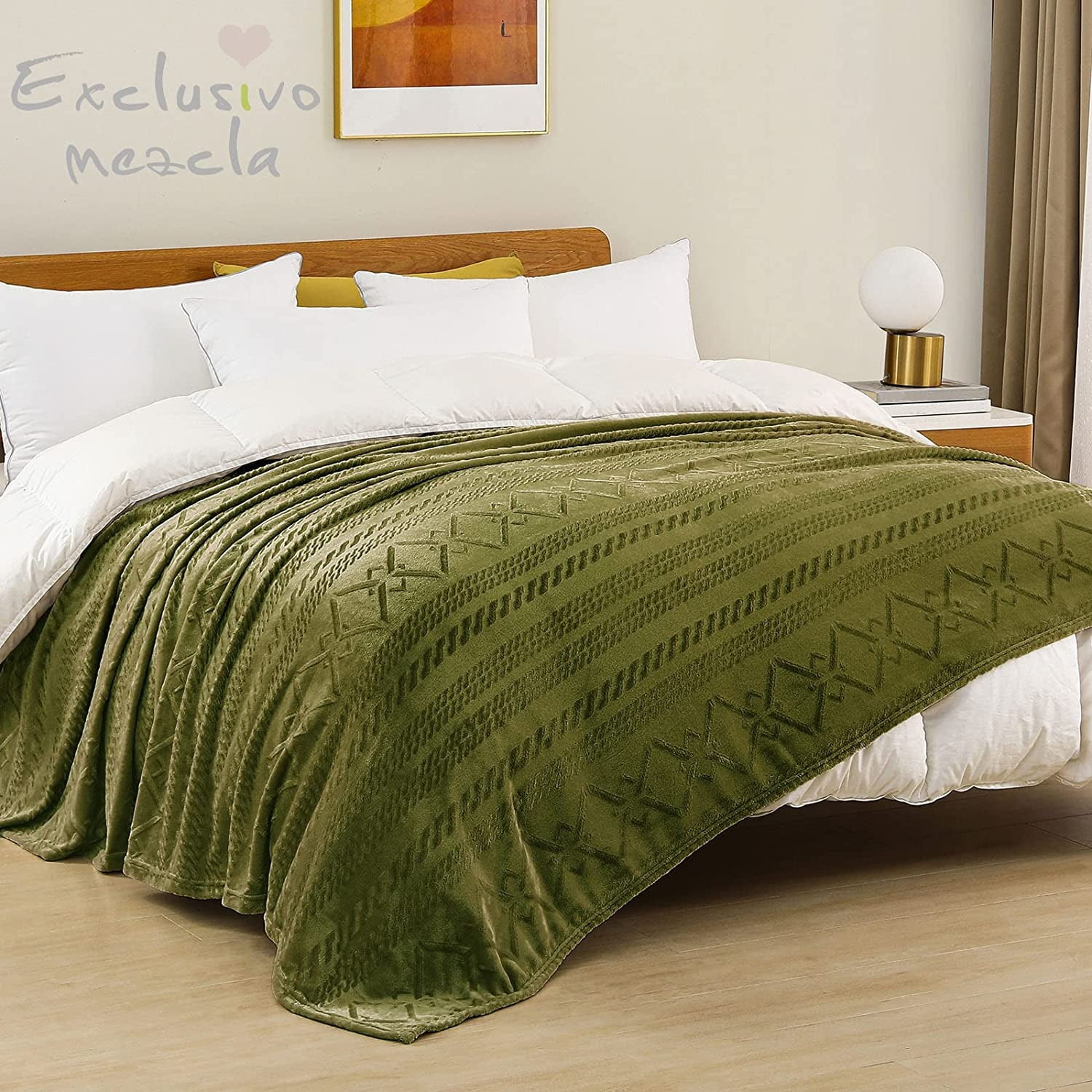 Olive green bed blanket sales