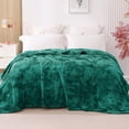 thumbnail image 1 of Exclusivo Mezcla Queen Size Soft Fleece Blanket, 90"x90" Stylish Jacquard Velvet Blanket for Bed, Cozy Soft Lightweight for All Season, Tie-dye Teal, 1 of 9