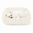thumbnail image 1 of Exclusivo Mezcla Ribbed Plush Cuddler Dog Bed, 20"x16" Calming Pet Bed with Non-Slip Bottom for Small Dogs, Ivory, 1 of 7