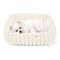 thumbnail image 1 of Exclusivo Mezcla Ribbed Plush Cuddler Dog Bed, 20"×16" Calming Pet Bed with Non-Slip Bottom for Small Dogs, Ivory, 1 of 7