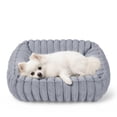 thumbnail image 1 of Exclusivo Mezcla Ribbed Plush Cuddler Dog Bed, 20"×16" Calming Pet Bed with Non-Slip Bottom for Small Dogs, Light Grey, 1 of 7
