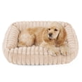 thumbnail image 1 of Exclusivo Mezcla Ribbed Plush Cuddler Dog Bed, 32"x24" Calming Pet Bed with Non-Slip Bottom for Medium Dogs, Apricot, 1 of 7