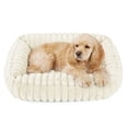 thumbnail image 1 of Exclusivo Mezcla Ribbed Plush Cuddler Dog Bed, 32"x24" Calming Pet Bed with Non-Slip Bottom for Medium Dogs, Machine Washable, Ivory, 1 of 6