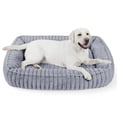 thumbnail image 1 of Exclusivo Mezcla Ribbed Plush Cuddler Dog Bed, 40"x32" Calming Pet Bed with Non-Slip Bottom for Large Dogs, Machine Washable, Light Grey, 1 of 6