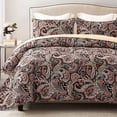 thumbnail image 1 of Exclusivo Mezcla Reversible Boho Quilt Set King Size, 3 Pieces Paisley Black All Season Bedspreads, Ultra Soft Floral Coverlet Bedding Set with Printed Pattern (1 Quilt, 2 Pillow Shams), 1 of 8