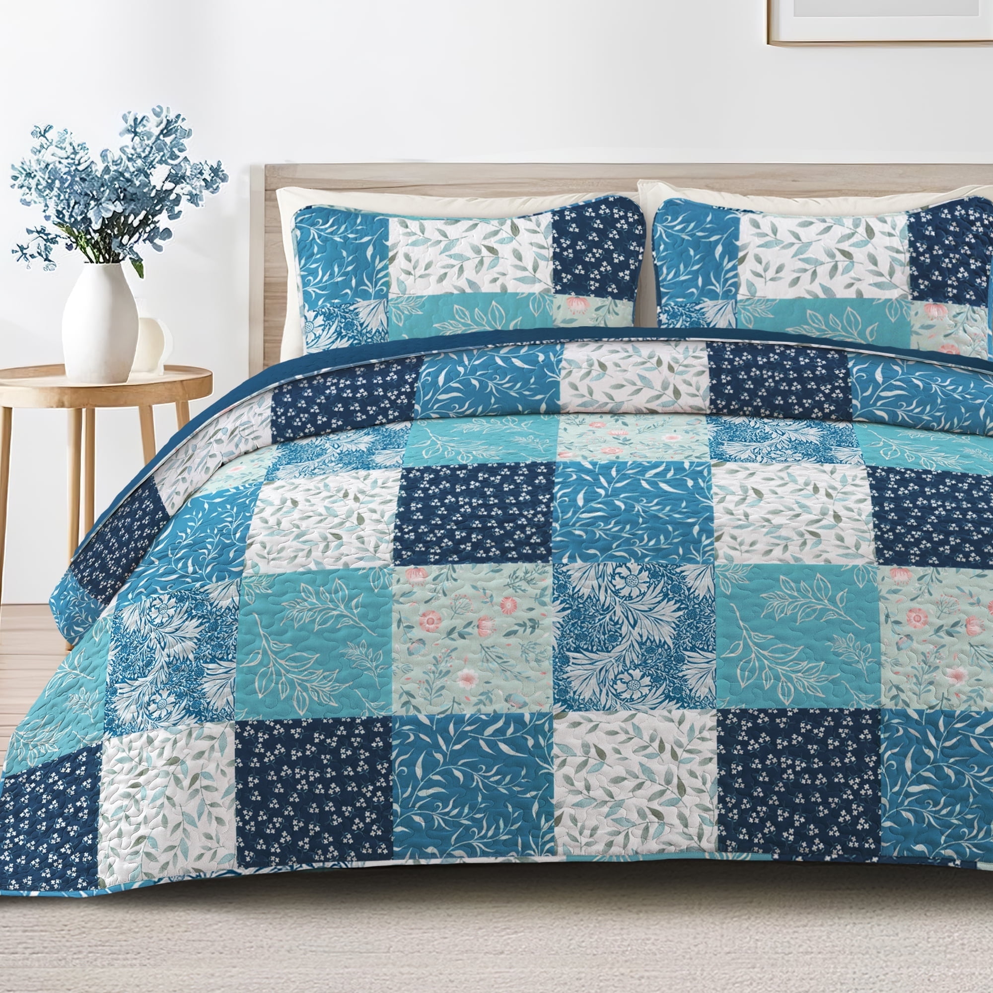 Anibedding Set Trapunta Bohémien King Size (3 Pezzi): Grigio Con Motivi Floreali E Paisley, Leggero E Morbido, In Microfibra, Per Tutte Le Stagioni (264x228 Cm + 2 Federe 50x96 Cm)