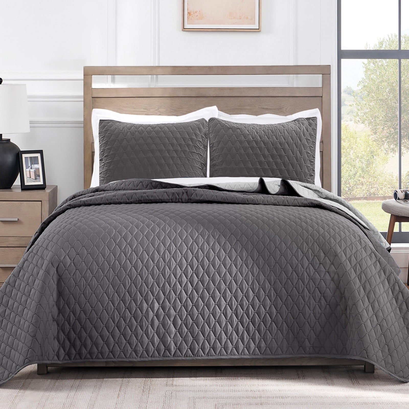 VCNY Home Sands 3-Piece Dark Green Textured Curve Striped