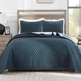 thumbnail image 1 of Exclusivo Mezcla King Size Quilt Set, 3-Piece Lightweight King Quilts Soft Bedspreads Bed Coverlets, Navy Blue, 104"x96", 1 of 9