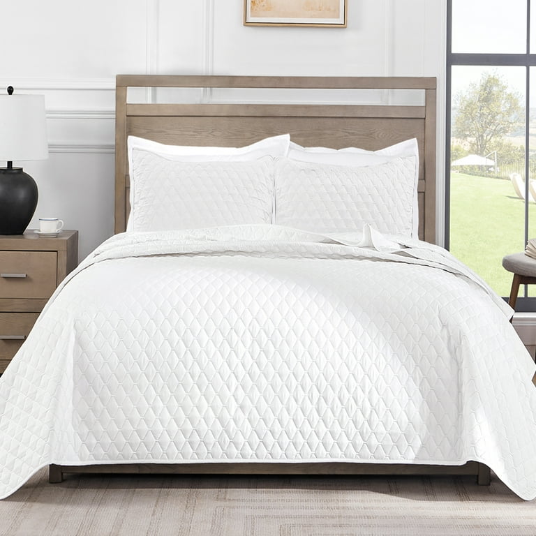 Exclusivo Mezcla Reversible Twin Quilt Set 2 Piece Lightweight Quilts Soft Bedspreads Bed Coverlets White