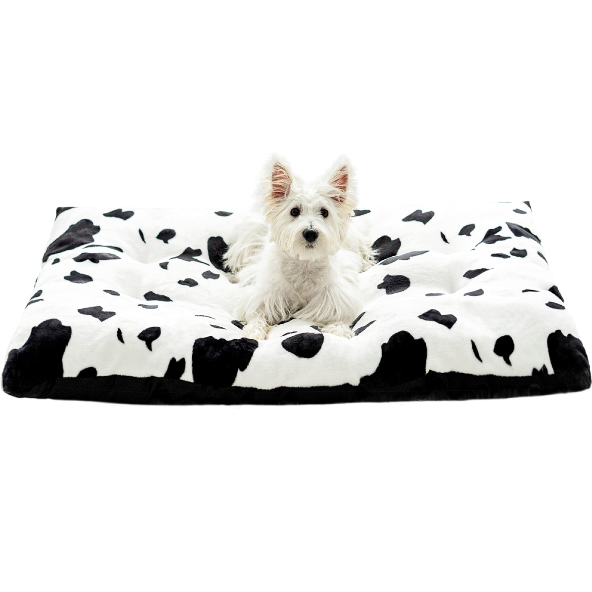 Exclusivo Mezcla Soft Dog Bed Crate Mat for Medium Dogs (32x22x4 in), Flannel Fleece Cow Print