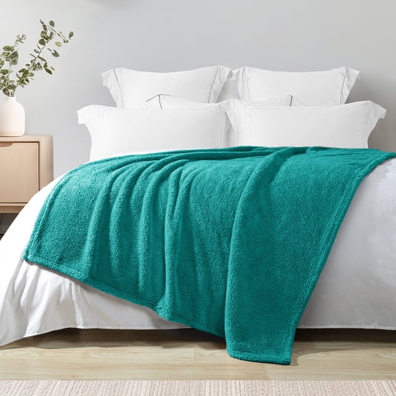 Exclusivo Mezcla Soft Fleece Throw Blanket for Couch, Super Soft Velvet Plush Bed Blanket, 50x60 Inches, Teal