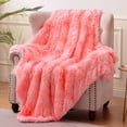 thumbnail image 1 of Exclusivo Mezcla Fuzzy Faux Fur Throw Blanket, Reversible Shaggy Sherpa Fleece Blankets,Fluffy Plush Warm Throws for Couch, Bed, 50x60 Inches, Gradient Light Pink, 1 of 8