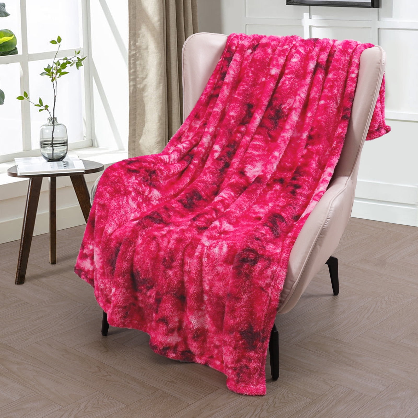 Exclusivo Mezcla Super Soft Tie Dye Blanket, Shaggy Plush Decorative