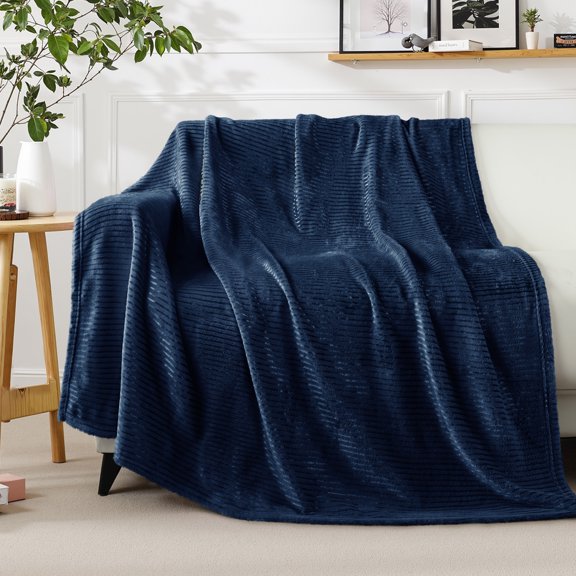 Exclusivo Mezcla Soft Throw Blanket, 50"x60", Navy Blue