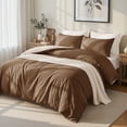 thumbnail image 1 of Exclusivo Mezcla Twin Bedding Duvet Cover Set, 2 Pieces Lightweight Comforter Cover with Pillow Sham (Brown and Brich Beige), 1 of 8