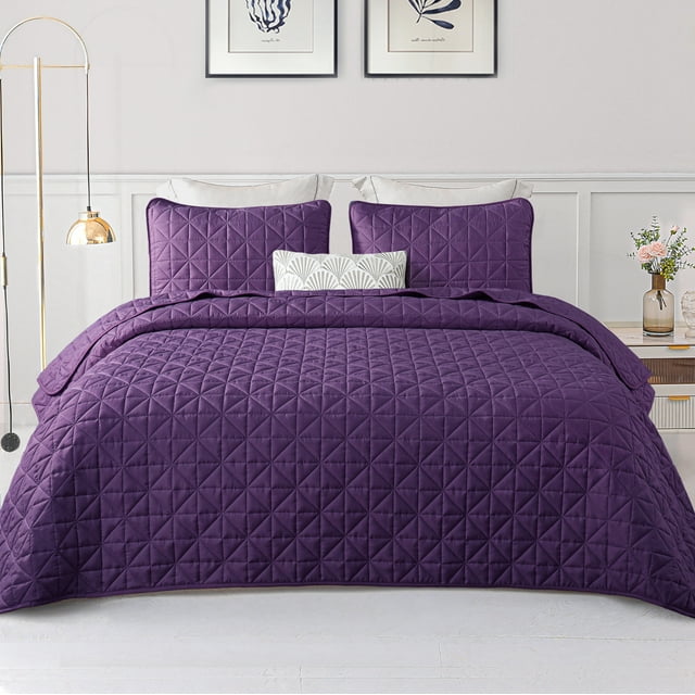 Exclusivo Mezcla Twin Quilt Bedding Set, Lightweight Soft Purple Twin