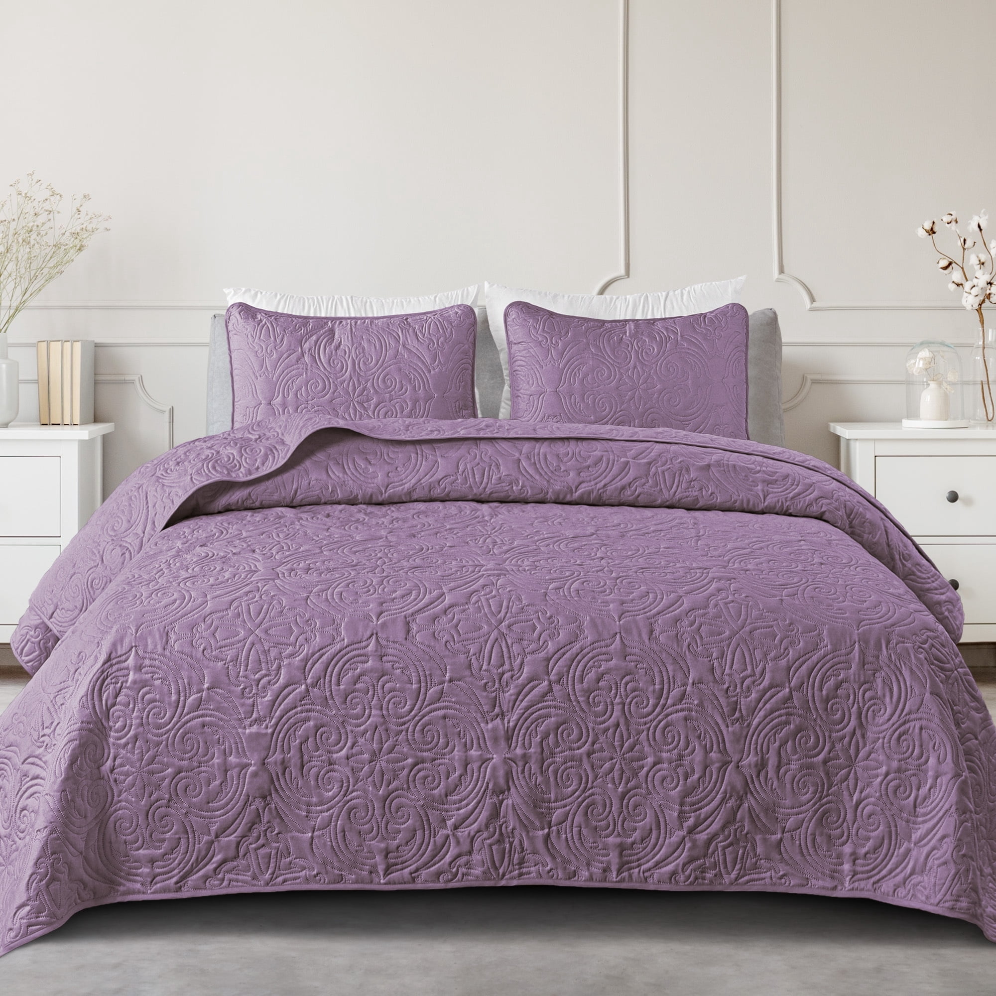 Exclusivo Mezcla Twin XL Quilt Bedding Set, Lightweight Dusty Lavender